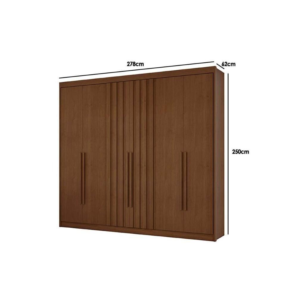 Guarda Roupa 6 Portas (2 Ripadas) E 8 Gavetas Grécia Cinamomo-off White - Conquista - 2