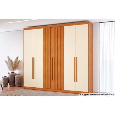 Guarda Roupa Casal Grécia 6 Portas de Bater 8 Gavetas Cinamomo-Off White