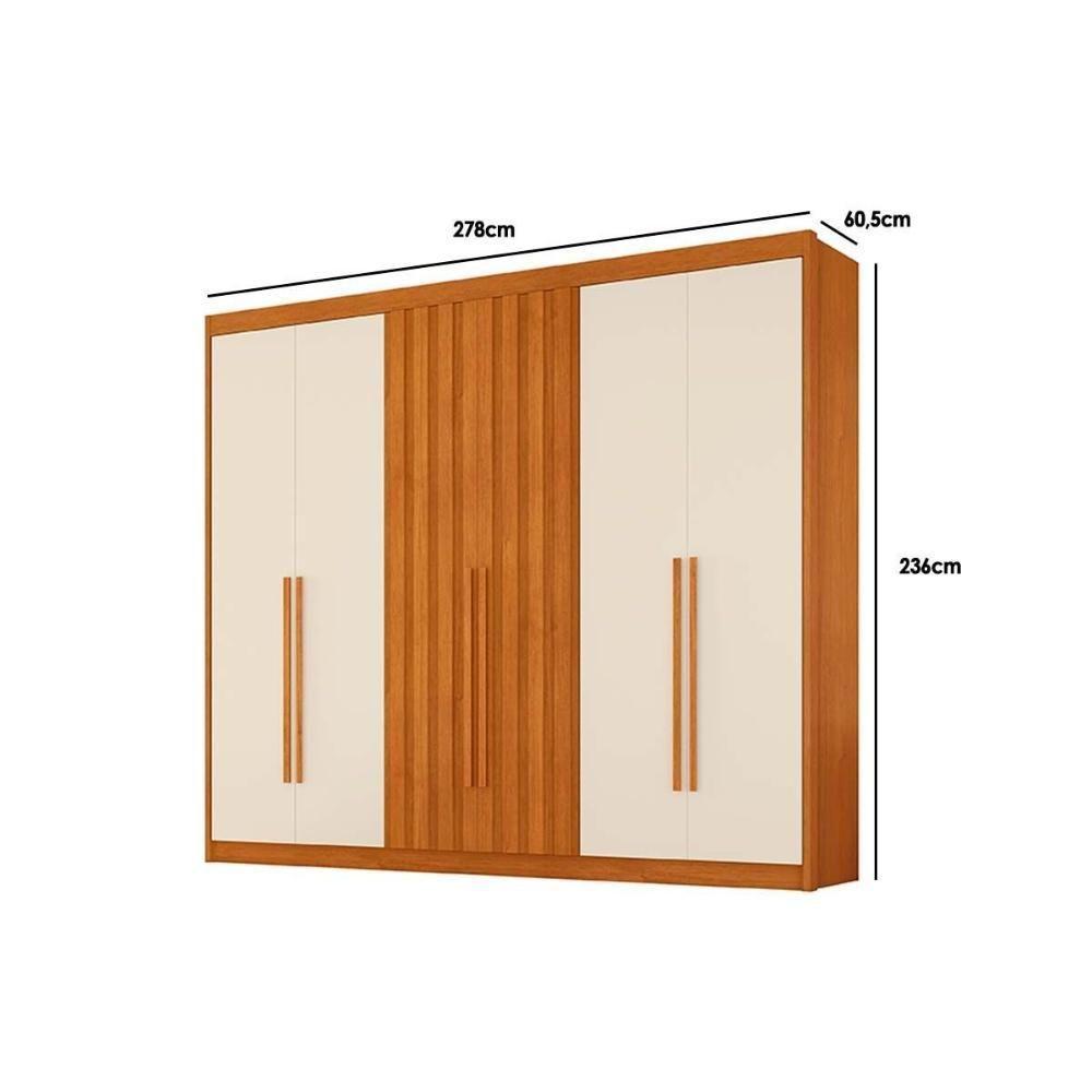 Guarda Roupa 6 Portas (2 Ripadas) E 6 Gavetas Atenas Cinamomo-off White - Conquista - 2