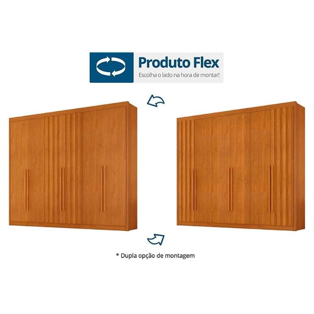 Guarda Roupa 6 Portas (2 Ripadas) E 6 Gavetas Atenas Cinamomo-off White - Conquista - 3