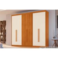 Guarda Roupa 6 Portas (2 Ripadas) E 6 Gavetas Atenas Cinamomo-off White - Conquista - 1