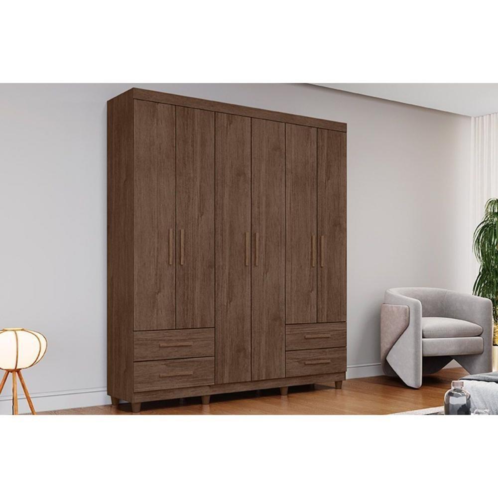 Guarda Roupa 6 Portas E 4 Gavetas C- Pés Canadá Plus Cacau - Conquista - 1