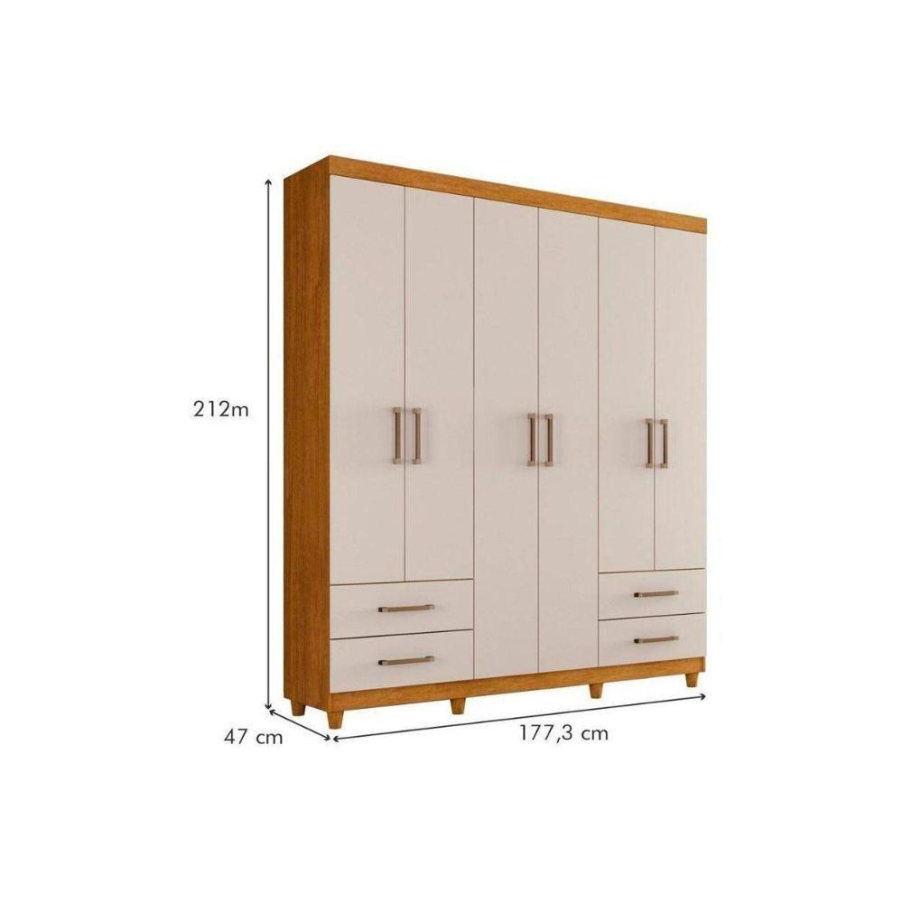 Guarda Roupa 6 Portas E 4 Gavetas C- Pés Canadá Plus Cacau - Conquista - 3