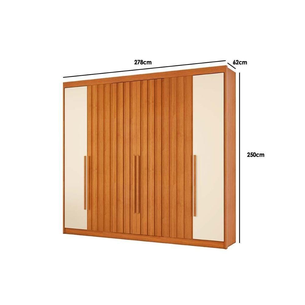 Guarda Roupa 6 Portas (4 Ripadas) E 8 Gavetas Grécia Cinamomo-off White - Conquista - 3