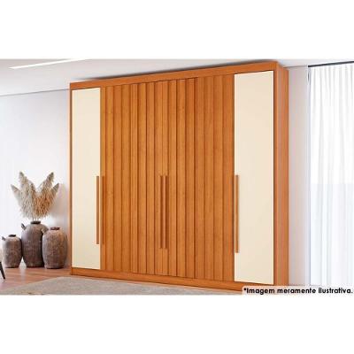 Guarda Roupa Casal Grécia 6 Portas de Bater 8 Gavetas Cinamomo-Off White