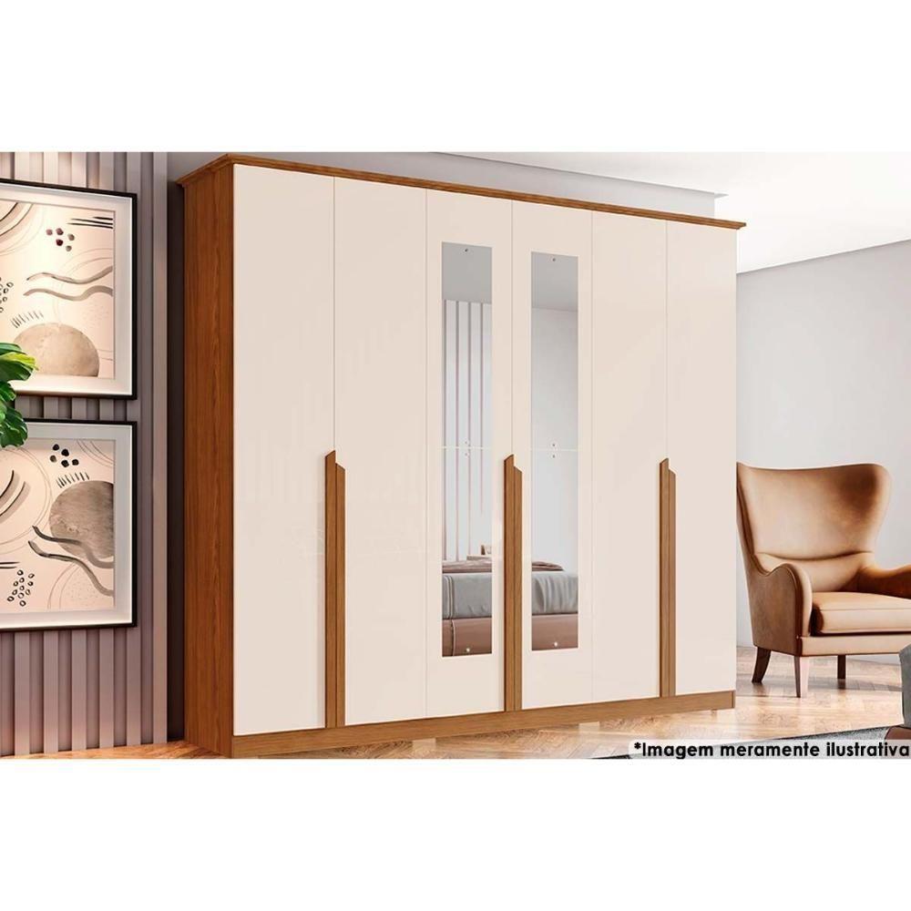 Guarda Roupa 6 Portas (2 C- Espelho) E 6 Gavetas Andréas Nature-off White - Henn - 1