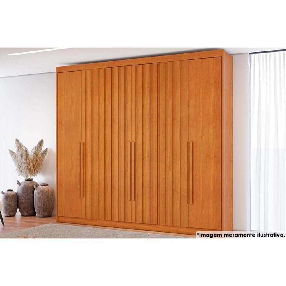 Guarda Roupa 6 Portas (4 Ripadas) E 8 Gavetas Grécia Cinamomo - Conquista - 1