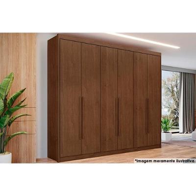 Guarda Roupa Casal Bérgamo 6 Portas de Bater 8 Gavetas Cacau MDF Conquista