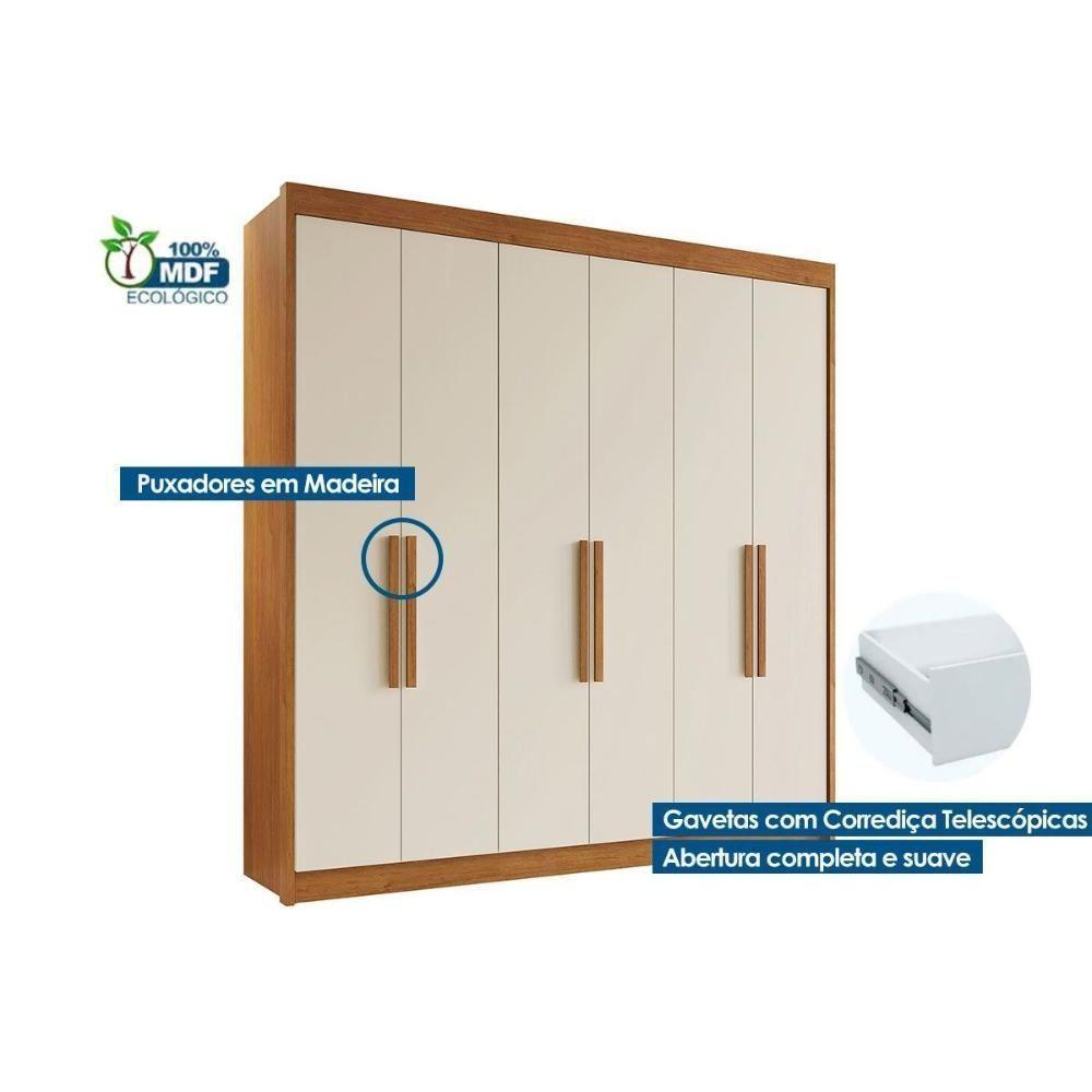Guarda Roupa 6 Portas E 4 Gavetas Cannes Cacau - Conquista - 3