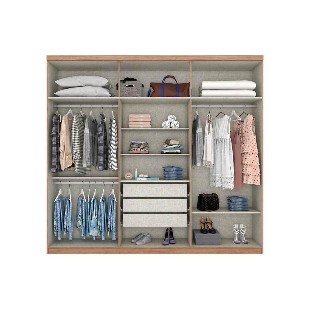 Guarda Roupa 6 Portas (2 C- Espelho) E 3 Gavetas Jade Rústico-off White - Henn - 7