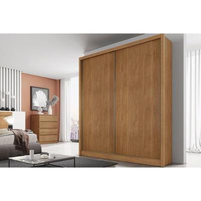 Guarda Roupa Solteiro Thor-Dante Plus 2 Portas de Correr 3 Gavetas Cumaru MDF