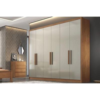 Guarda Roupa Casal Rizon-linea Plus 6 Portas de Abrir 4 Gavetas Cumaru-fendi MDF