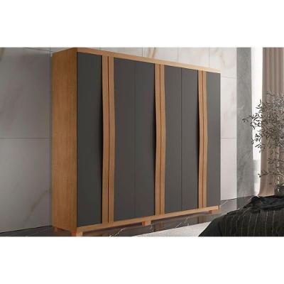 Guarda Roupa Casal Grécia Naturalle Grafite 6 Portas de Bater 2 Gavetas MDF Rufato