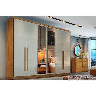 Guarda Roupa Casal Robust 6 Portas Abrir 8 Gavetas Cumaru-Fendi MDF Novo Horizonte
