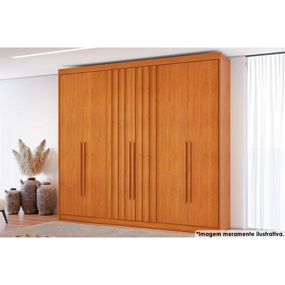 Guarda Roupa 6 Portas (2 Ripadas) E 8 Gavetas Grécia Cinamomo - Conquista - 1