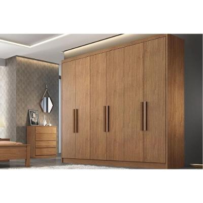Guarda Roupa Casal Rizon-Linea Plus 6 Portas de Bater 6 Gavetas Cumaru MDF
