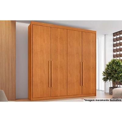 Guarda Roupa Solteiro Bérgamo Cinamomo 4 Portas de Bater 4 Gavetas Cinamomo