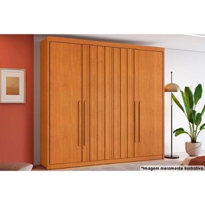 Guarda Roupa Solteiro Grécia 4 Portas de Bater 4 Gavetas Cinamomo MDF