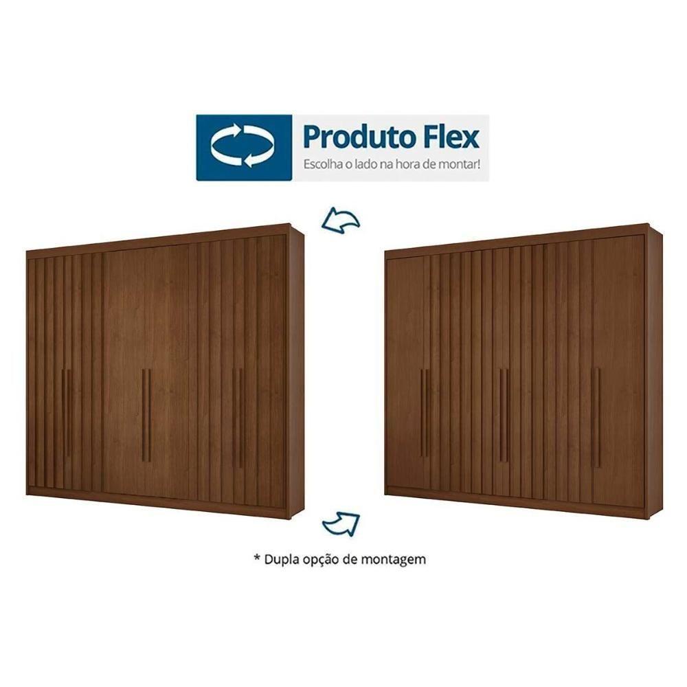 Guarda Roupa 6 Portas (4 Ripadas) E 8 Gavetas Grécia Cacau - Conquista - 4