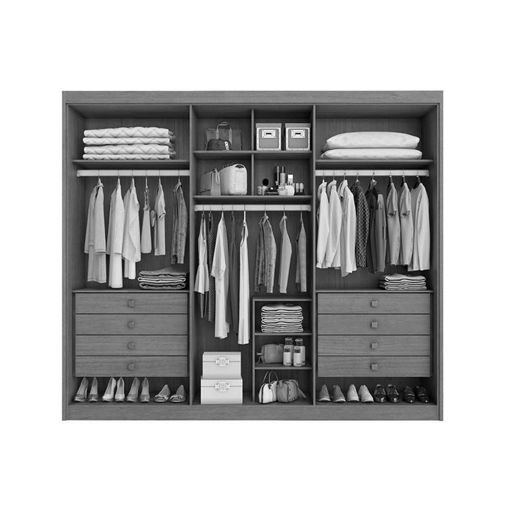 Guarda Roupa 6 Portas (4 Ripadas) E 8 Gavetas Grécia Cacau - Conquista - 5