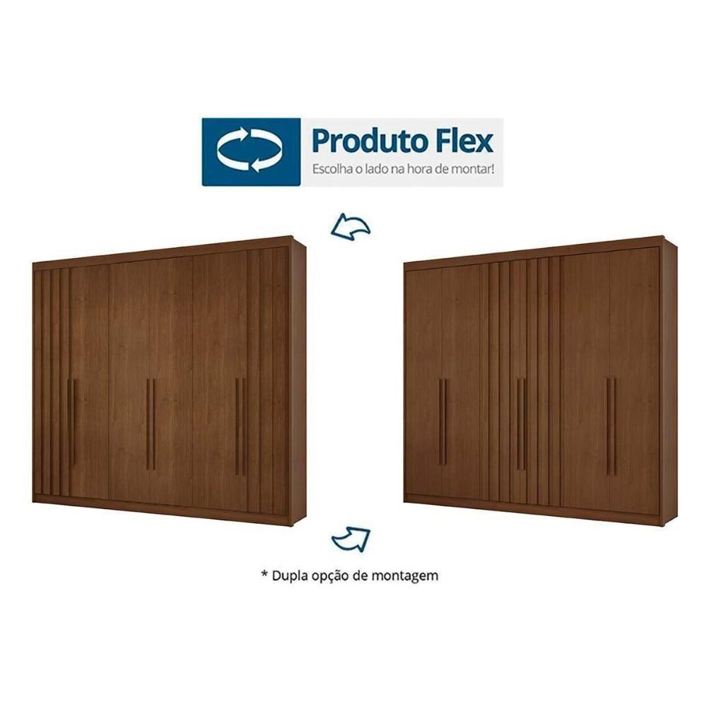 Guarda Roupa 6 Portas (2 Ripadas) E 8 Gavetas Grécia Cacau - Conquista - 3