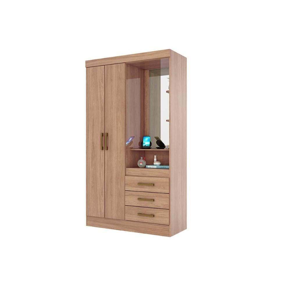 Guarda Roupa 2 Portas E 3 Gavetas C- 1 Espelho Briz B64 Branco - Henn - 5