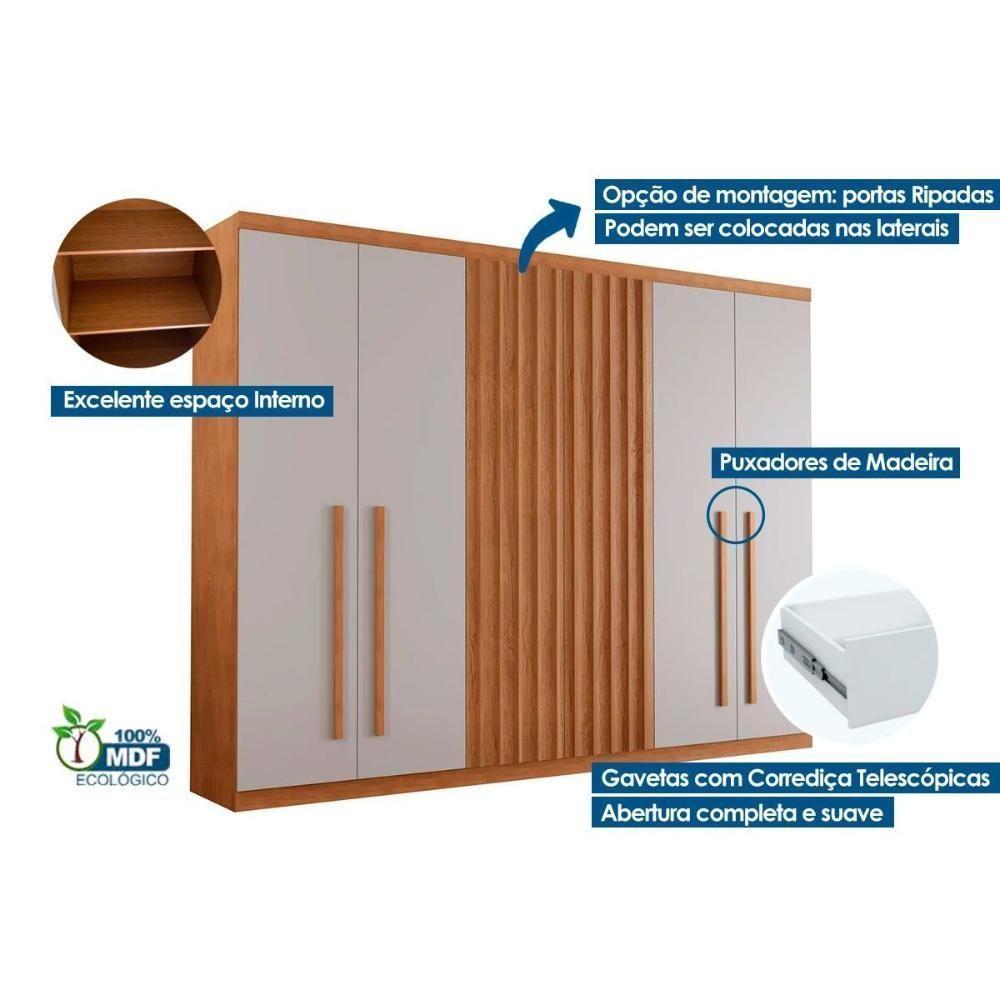 Guarda Roupa 6 Portas E 4 Gavetas C- Pés Denver Naturale - Rufato - 3