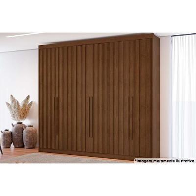 Guarda Roupa Casal Grécia 6 Portas de Bater 8 Gavetas Cacau MDF Conquista Móveis