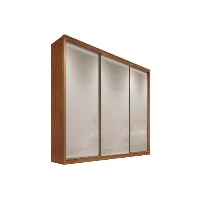 Guarda Roupa Casal Arezzo-Medelim 3 Portas de Correr 8 Gavetas Cumaru-Fendi MDF