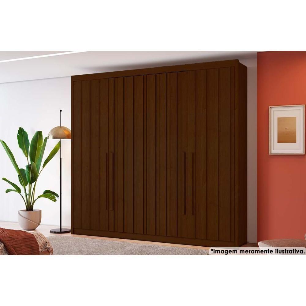 Guarda Roupa 4 Portas Ripadas E 4 Gavetas Grécia Cacau - Conquista - 1