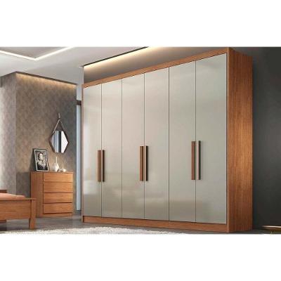 Guarda Roupa Casal Rizon-linea 6 Portas de Bater 4 Gavetas Cumaru-Fendi MDF