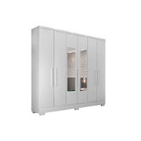 Guarda Roupa 6 Portas (2 C- Espelho) E 2 Gavetas C- Pés Milly-veneza Branco - Novo Horizonte - 1