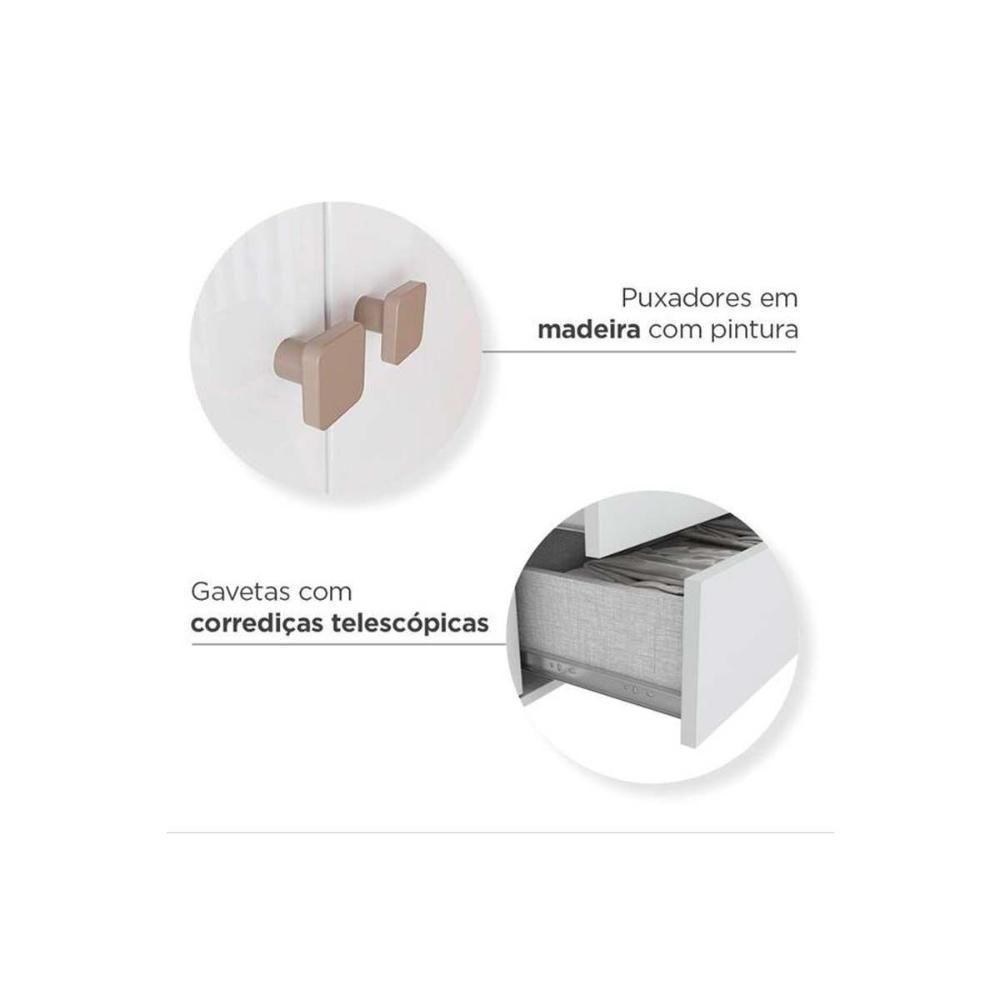 Quarto De Bebê Completo Confete 3 Peças (1 Guarda Roupa + 1 Berço + 1 Cômoda) Qi57 Branco-jequitiba - Henn - 2