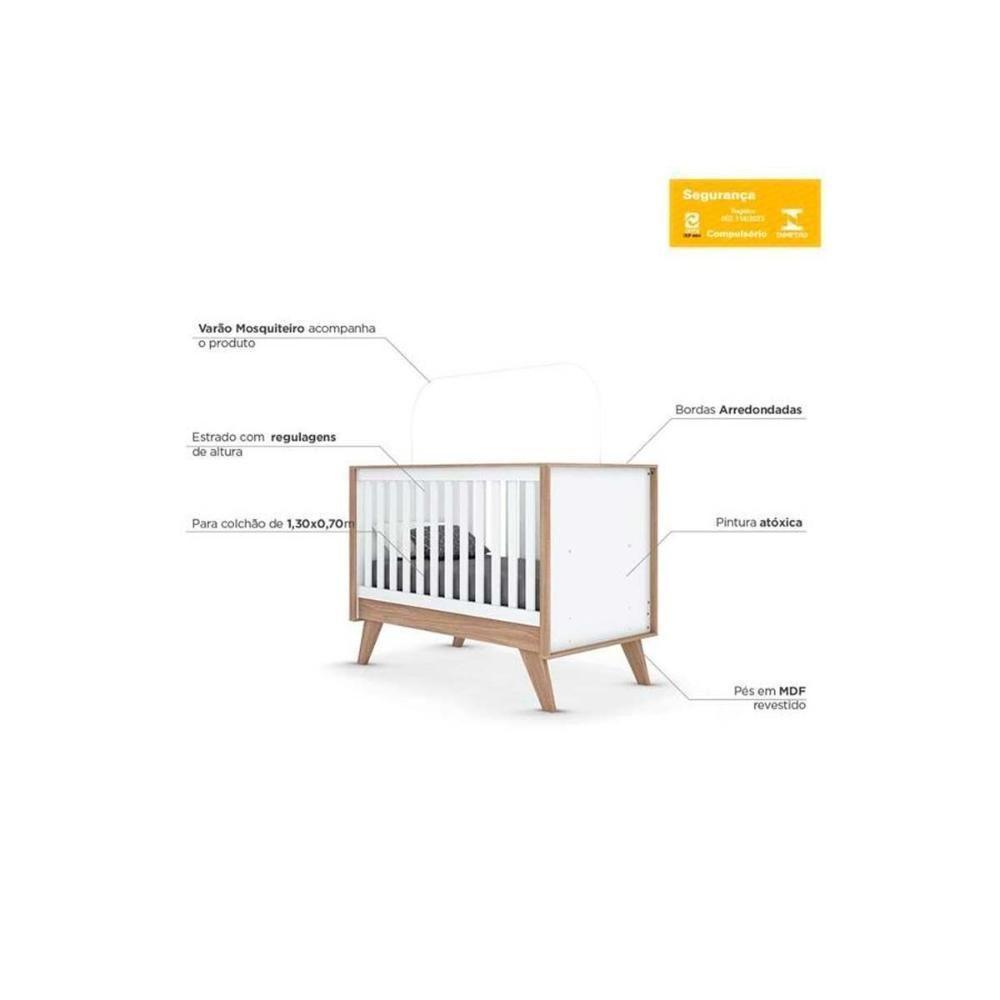 Quarto De Bebê Completo Confete 3 Peças (1 Guarda Roupa + 1 Berço + 1 Cômoda) Qi57 Branco-jequitiba - Henn - 3