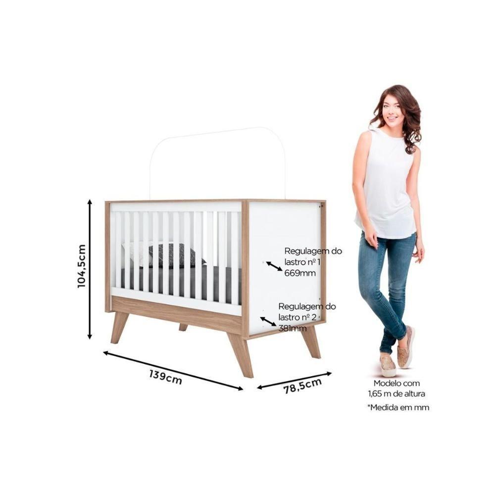 Quarto De Bebê Completo Confete 3 Peças (1 Guarda Roupa + 1 Berço + 1 Cômoda) Qi57 Branco-jequitiba - Henn - 6