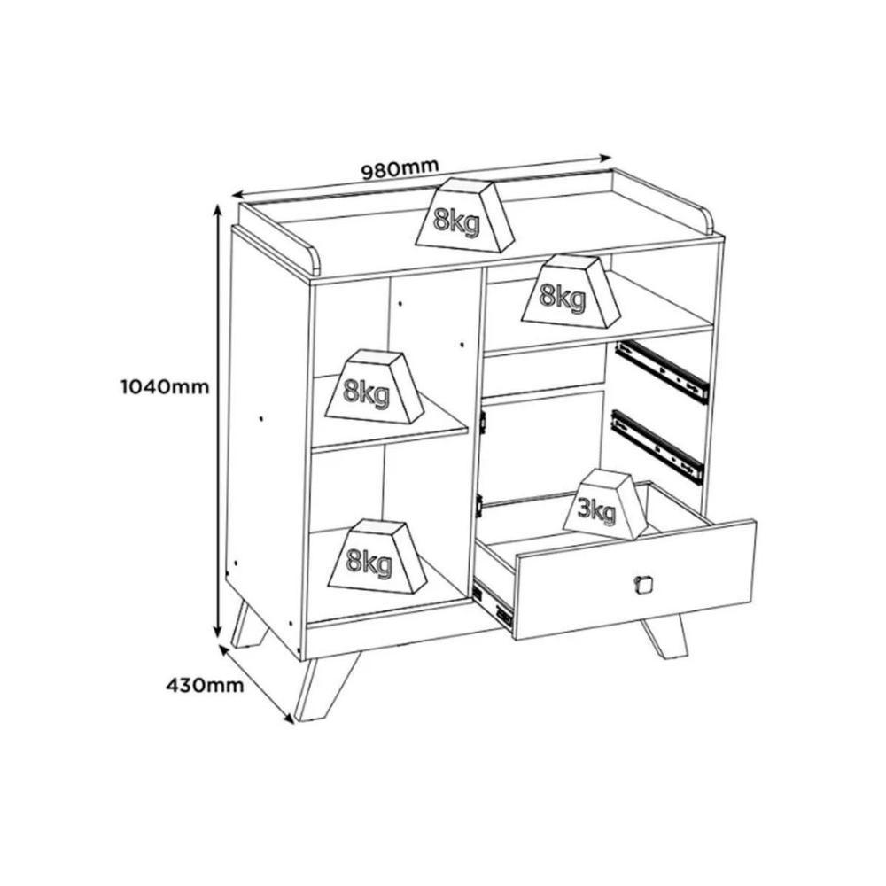 Quarto De Bebê Completo Confete 3 Peças (1 Guarda Roupa + 1 Berço + 1 Cômoda) Qi57 Branco-jequitiba - Henn - 7