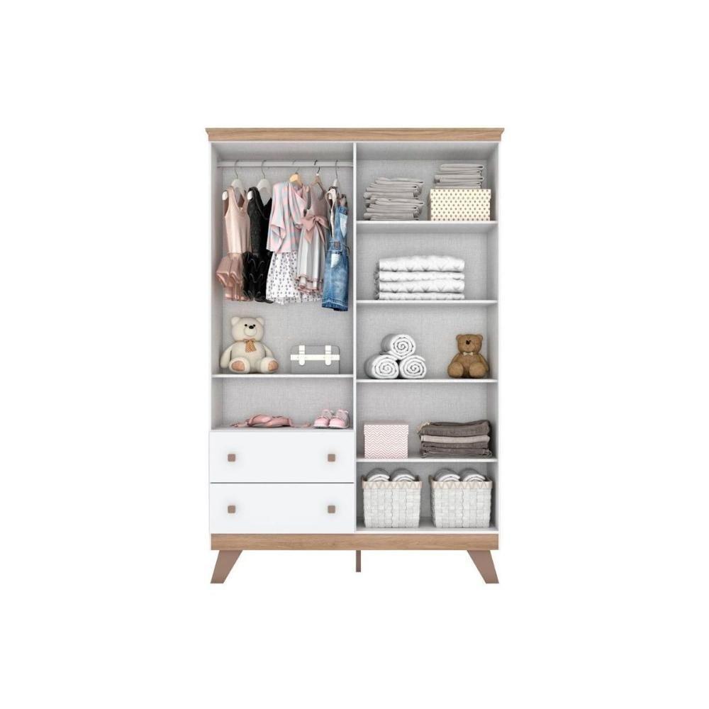 Quarto De Bebê Completo Confete 3 Peças (1 Guarda Roupa + 1 Berço + 1 Cômoda) Qi57 Branco-jequitiba - Henn - 9