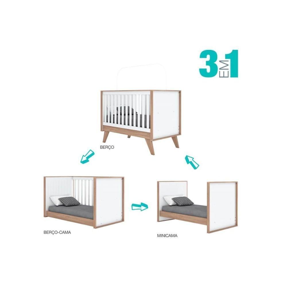 Quarto De Bebê Completo Confete 3 Peças (1 Guarda Roupa + 1 Berço + 1 Cômoda) Qi57 Branco-jequitiba - Henn - 10