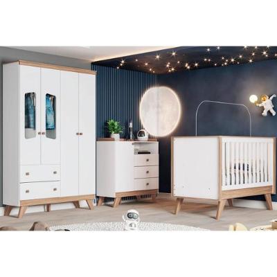 Quarto de Bebê Completo Confete Kit 3 Peças MDF MDP Branco Jequitiba Henn