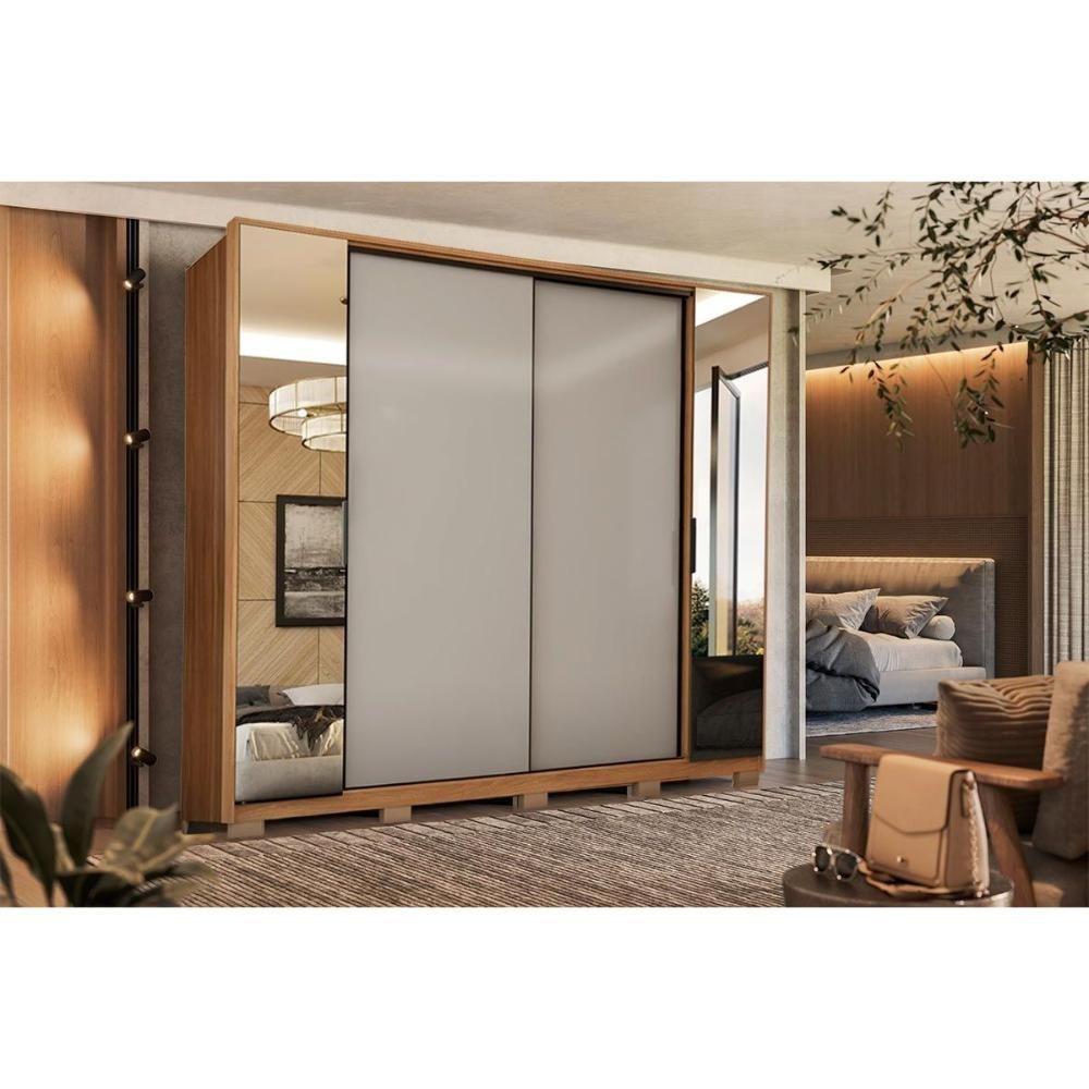 Guarda Roupa 4 Portas De Correr E 4 Gavetas C- 2 Espelhos E Pés Laredo Flex Amêndola-amêndola Ou Nude - Demóbile - 1