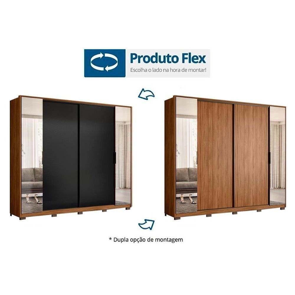 Guarda Roupa 4 Portas De Correr E 4 Gavetas C- 2 Espelhos E Pés Laredo Flex Amêndola-amêndola Ou Nude - Demóbile - 2