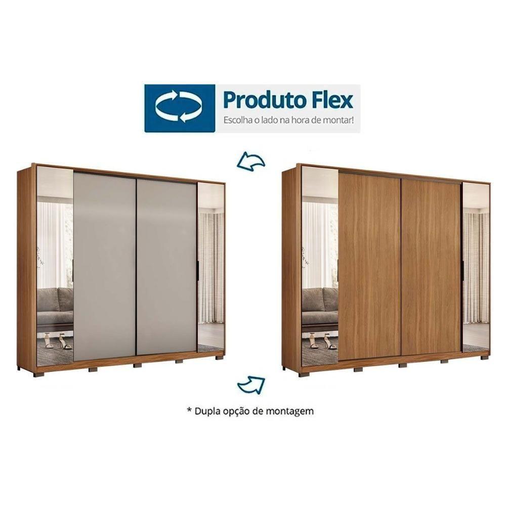 Guarda Roupa 4 Portas De Correr E 4 Gavetas C- 2 Espelhos E Pés Laredo Flex Amêndola-amêndola Ou Nude - Demóbile - 4