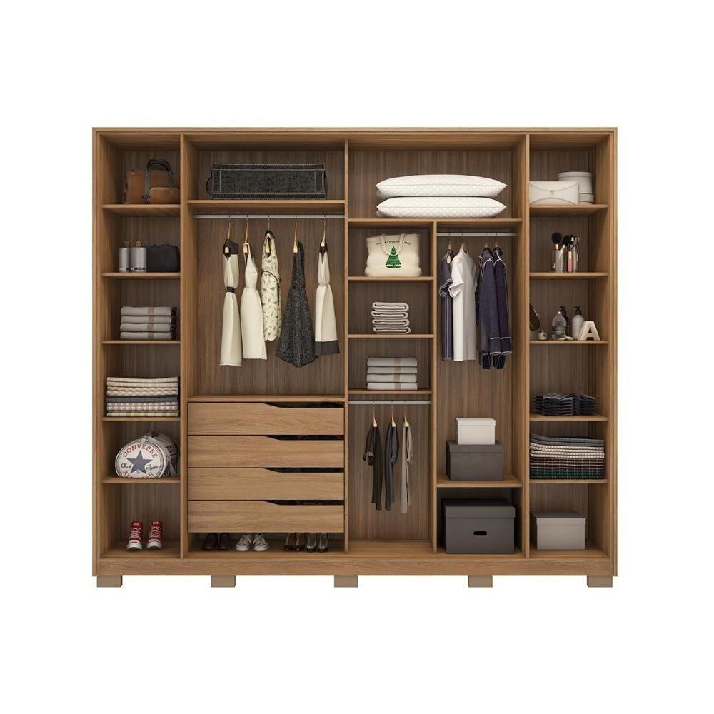 Guarda Roupa 4 Portas De Correr E 4 Gavetas C- 2 Espelhos E Pés Laredo Flex Amêndola-amêndola Ou Nude - Demóbile - 6
