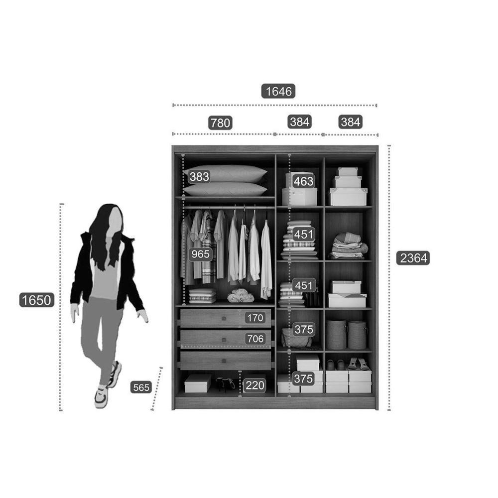Guarda Roupa 4 Portas E 3 Gavetas Moderni-sevilha Plus Cumaru-fendi - Novo Horizonte - 2