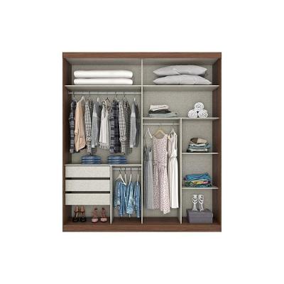 Guarda Roupa Casal Verg 2 Portas de Correr 3 Gavetas Branco-Rosa MDF-MDP Henn