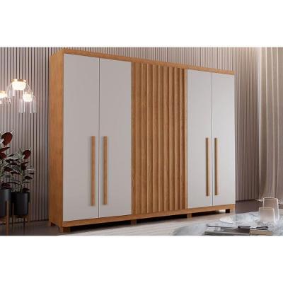 Guarda Roupa Casal Denver 6 Portas de Bater 4 Gavetas Naturale-off White MDF Rufato