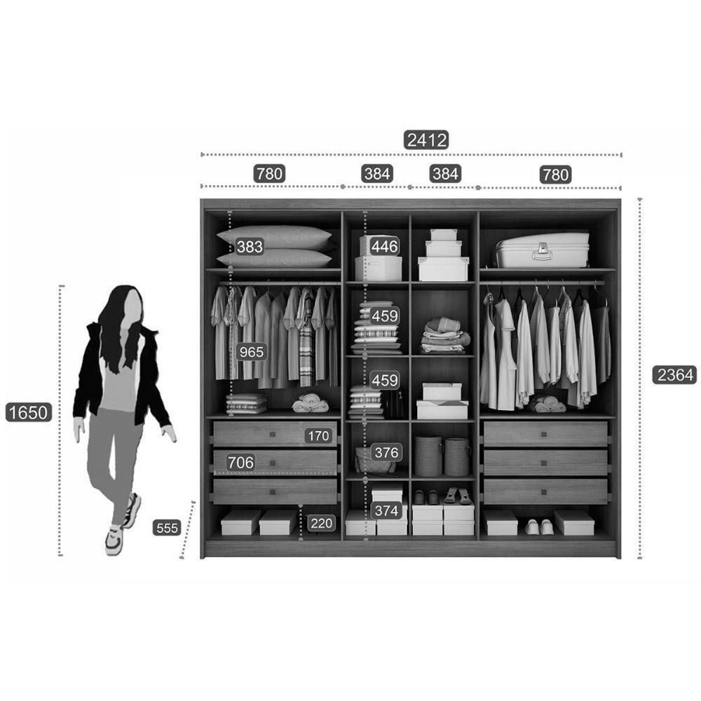Guarda Roupa 6 Portas (2 C- Espelho) E 6 Gavetas Rizon-linea Plus Cumaru - Novo Horizonte - 2