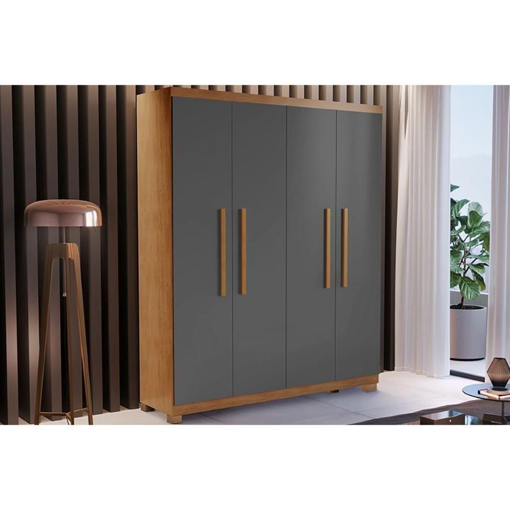 Guarda Roupa 4 Portas E 2 Gavetas C- Pés Espanha Naturale-grafite - Rufato - 1