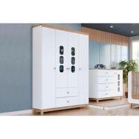 Quarto De Bebê Completo Aconchego 2 Peças (1 Guarda Roupa + 1 Cômoda) Qi81 Branco-jequitiba - Henn - 1