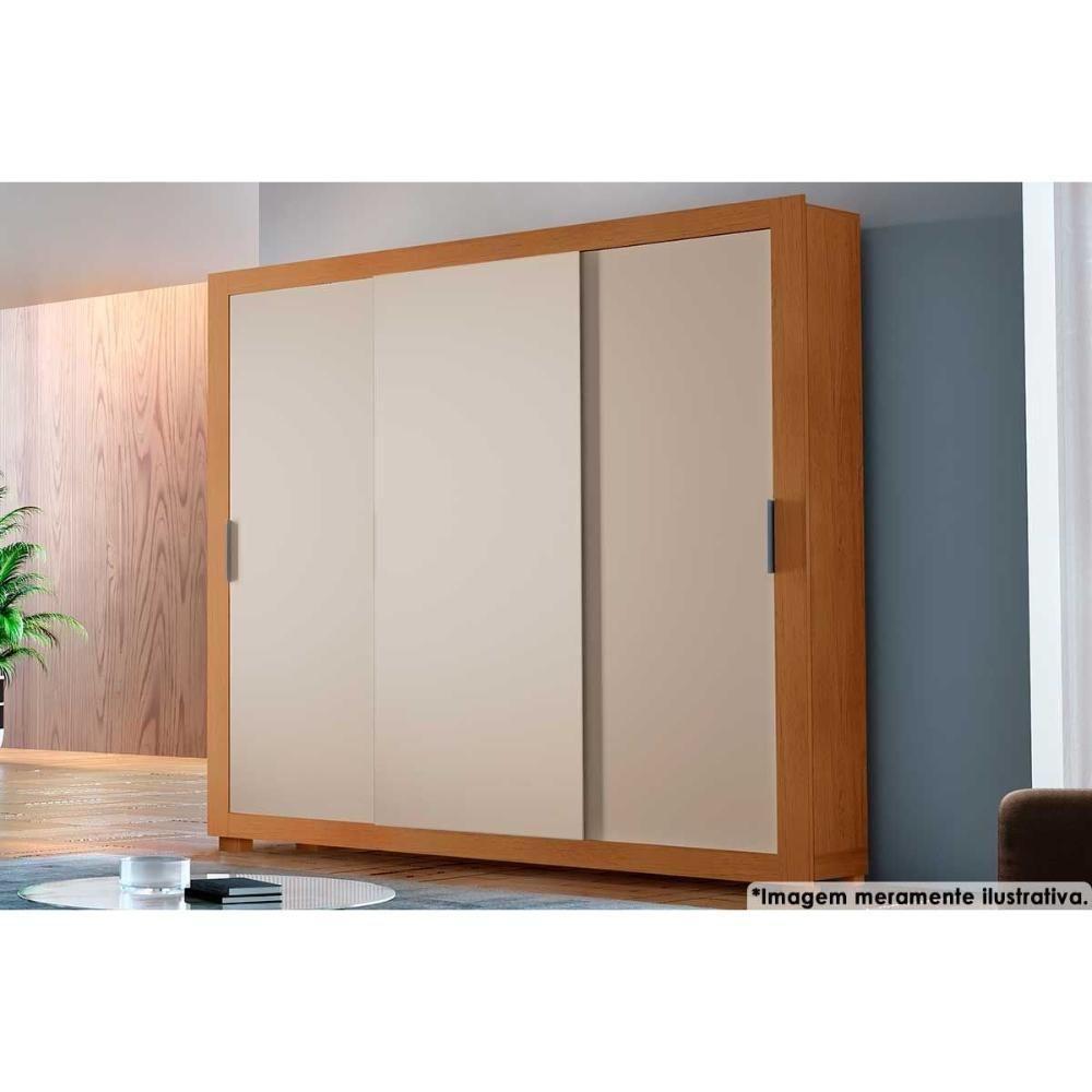 Guarda Roupa 3 Portas De Correr E 4 Gavetas C- Pés Veneza Naturale-off White - Rufato - 1